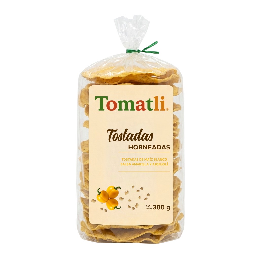 Tostadas horneadas de Salsa Amarilla y Ajonjolí