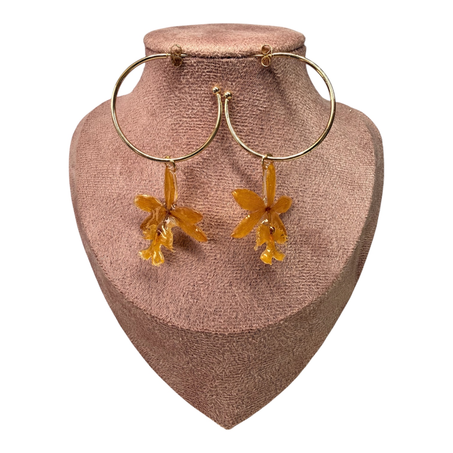 Arracadas con orquídea naranja