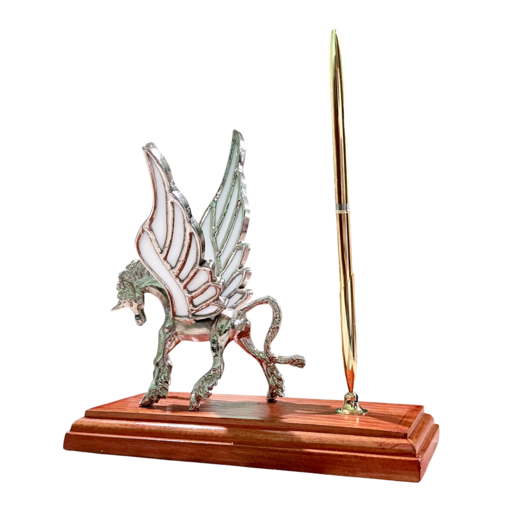 Pegaso de escritorio con base para bolígrafo