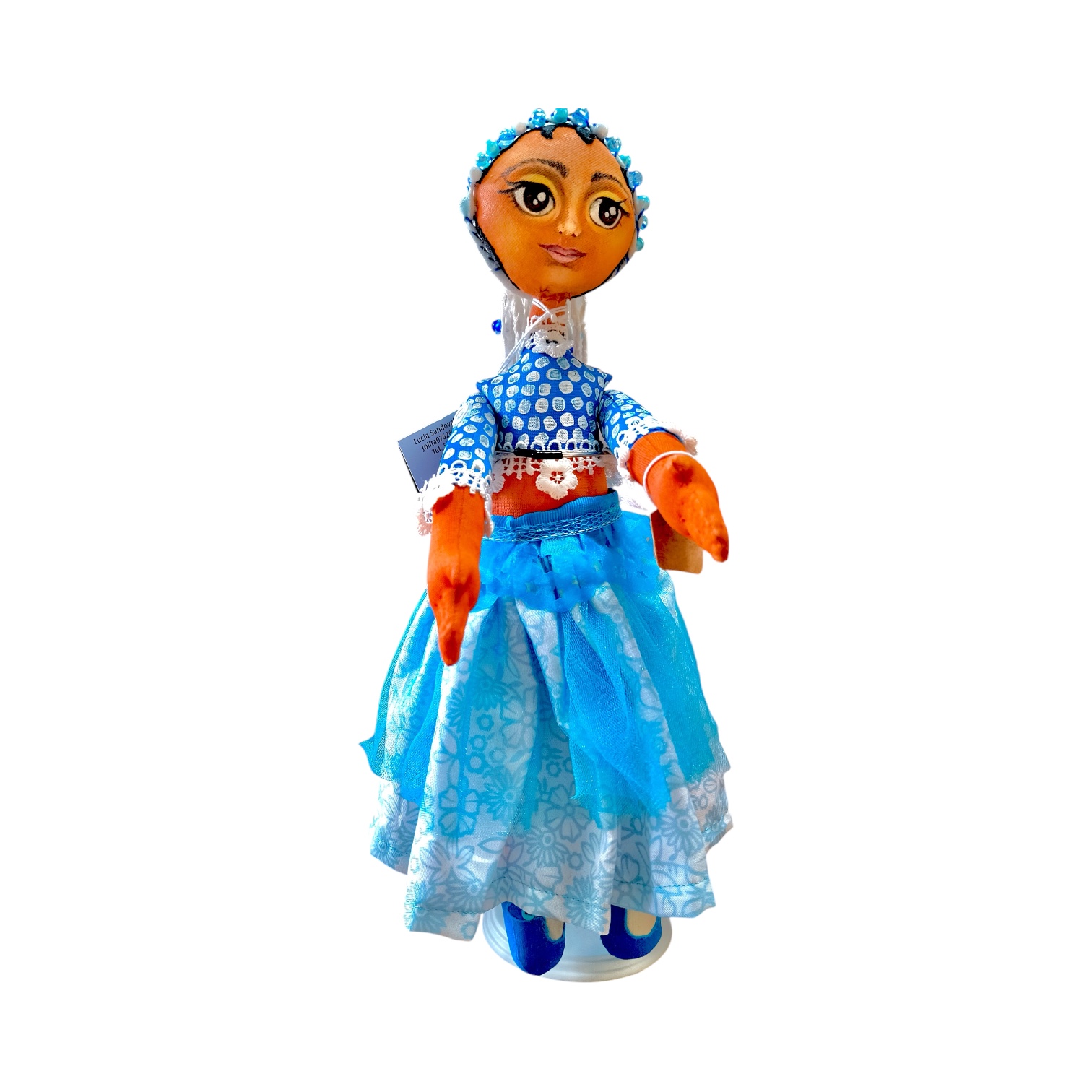 MUÑECA TURQUESA Y PERLAS