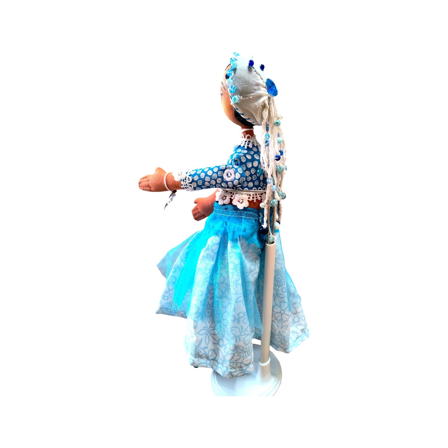 MUÑECA TURQUESA Y PERLAS